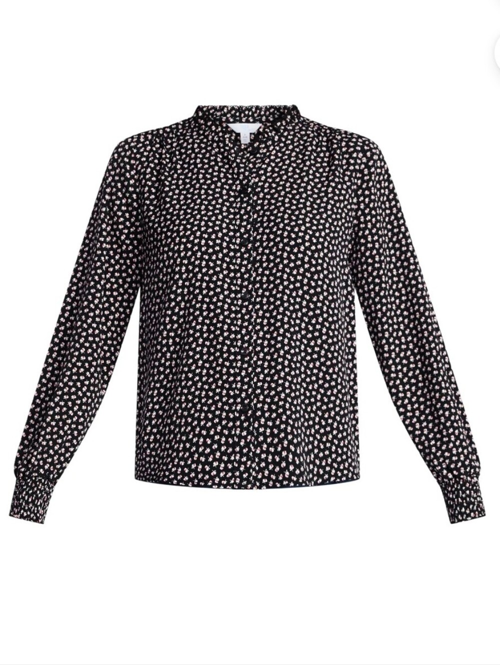 Time and Tru Women's Soft Ruffle Button Down Long Sleeve Top,